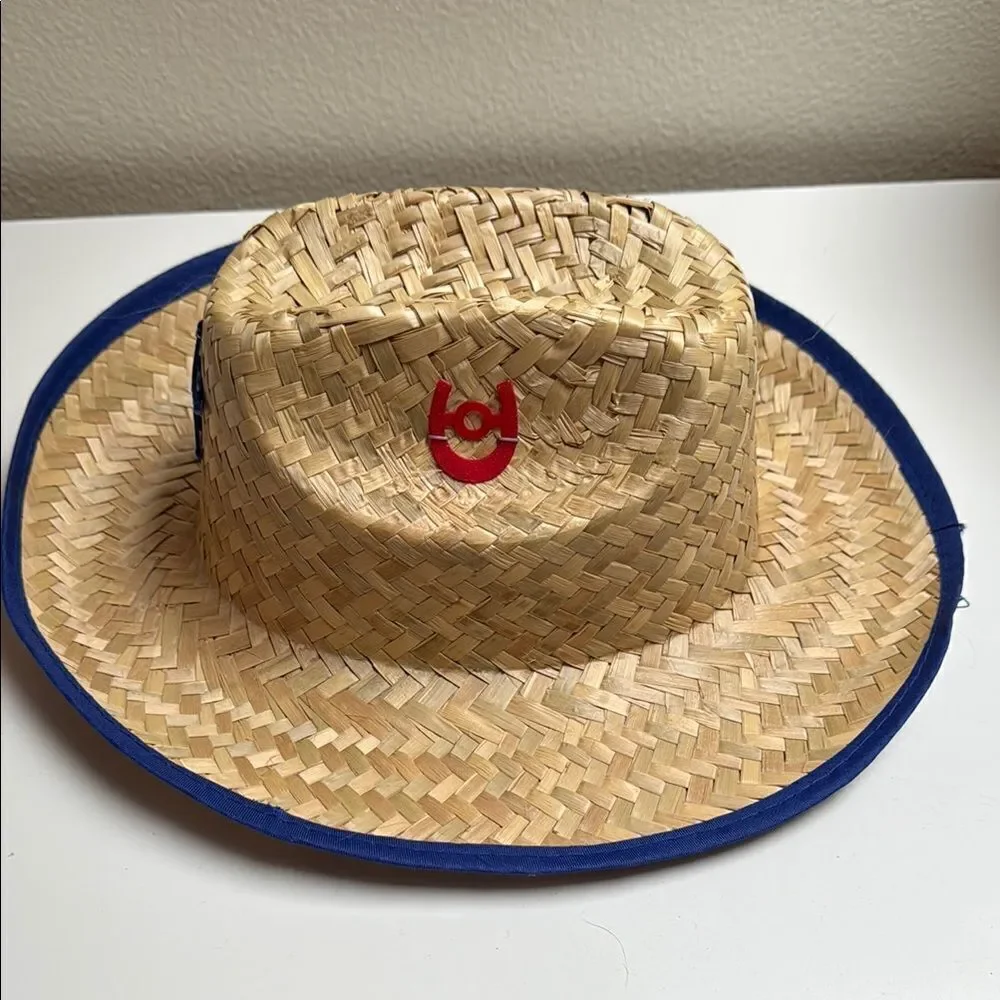 Straw Cowboy Hat with Blue Trim